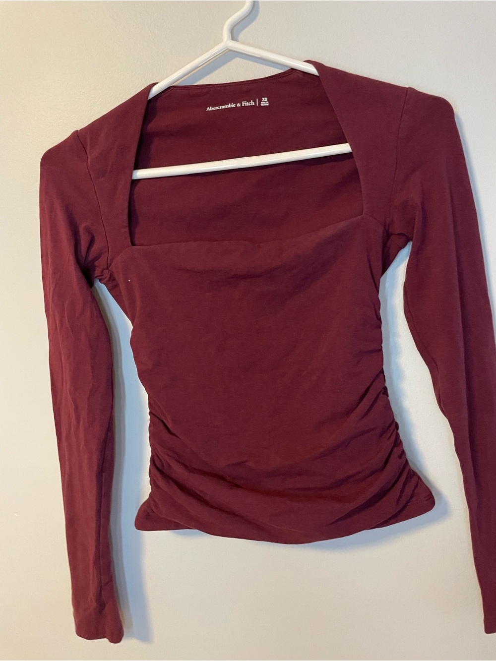 Abercrombie & Fitch Square Neck Long-Sleeve Top - Burgundy